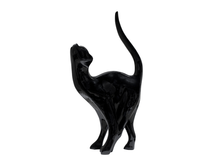 ESCULTURA DECORATIVA GATO FELIX NEGRO (46×11×23cm)