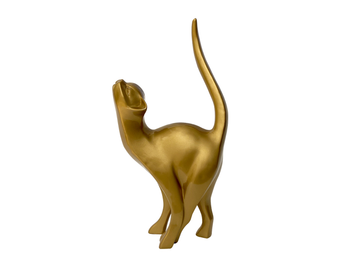 ESCULTURA DECORATIVA GATO FELIX DORADO (46×11×23cm)