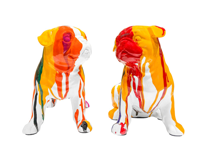 ESCULTURAS DECORATIVAS PUGS FRANK MULTICOLOR (2 PZAS)