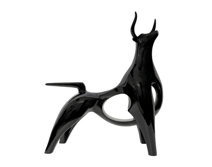 ESCULTURA DECORATIVA TORO NEGRO CON PERFORACIONES (54×45×16.5cm)