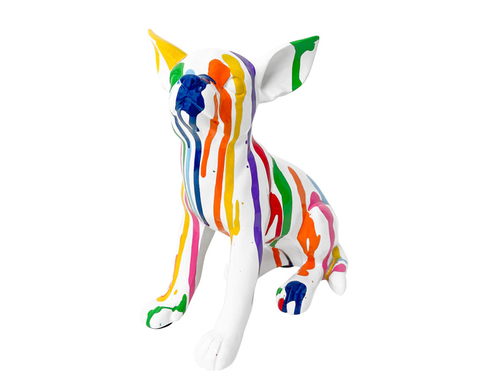 ESCULTURA DECORATIVA PERRO CHIHUAHUA FIDU MULTICOLOR (19×10×16.5cm)