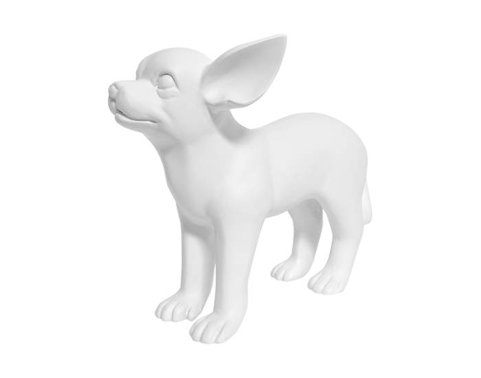 ESCULTURA DECORATIVA CHIHUAHUA PARADO BLANCO (18×14×21cm)