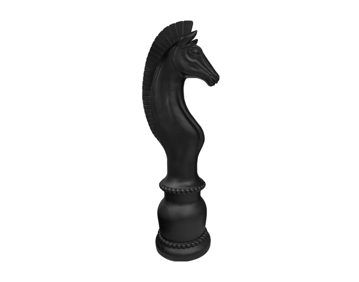 FIGURA DECORATIVA CABALLO DE AJEDREZ NEGRO (186×48×60cm) - MOD. MCH.FIG.0417