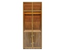 ARMARIO DE CRISTAL/MADERA LATÓN MATE CON LUZ LED (240×90×55cm) (1 COLGADOR, 4 CAJONES)- MOD. VACM2-240-90LB