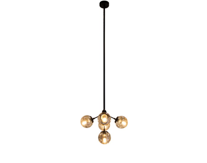 LÁMPARA COLGANTE METAL Y CRISTAL 5 FOCOS (135×45cm)