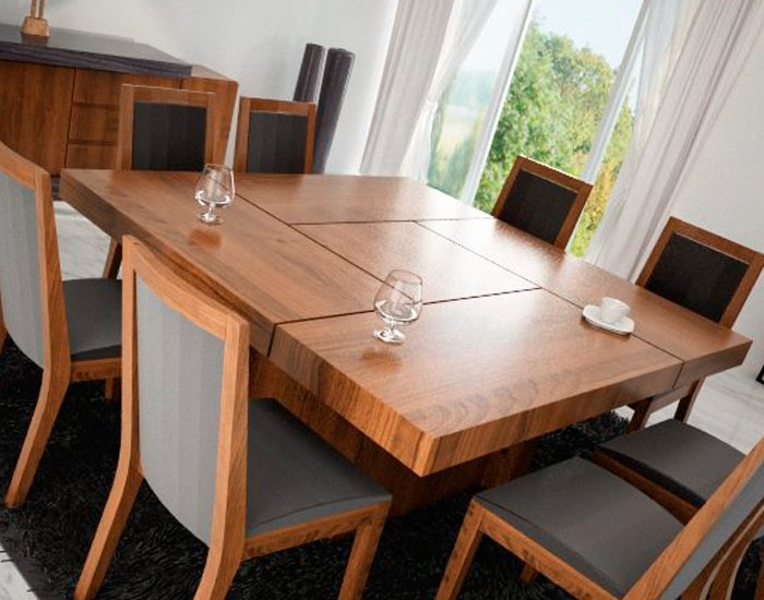 MESA COMEDOR CHAPADO DE PAROTA TUNLUM PARA 8 PERSONAS (160×160cm)