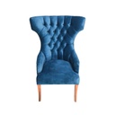 SILLON CARLOTA TERCIOPELO AZUL CON PATAS DE MADERA