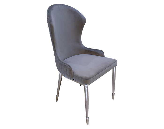 SILLA ZIP COLOR GRIS CON BASE EN METAL PLATEADO (97×48×55cm)