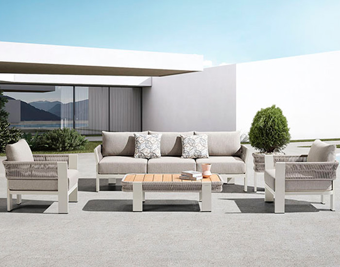 SET DE SALA BORROMEO PARA JARDÍN CON MESA DE CENTRO (4 PZS)