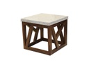 MESA LATERAL CON CUBIERTA MÁRMOL BLANCO Y PAROTA (50×50×50cm)