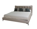 CAMA KING SIZE COLOR BLANCO CON RESPALDO EN RAYAS (200×190cm)