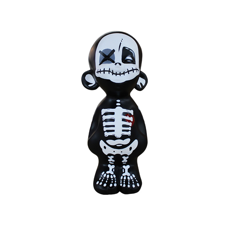 ESCULTURA DECORATIVA CALAVERA MIGUEL BLANCO/NEGRO (22×21×42cm)
