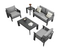 SET SALA LIGO PARA JARDÍN COLOR NEGRO CON MESA DE CENTRO Y LATERAL (5 PZS)