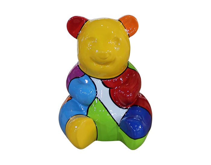 FIGURA DECORATIVA OSO MULTICOLOR CABEZA AMARILLO (16x16x20)