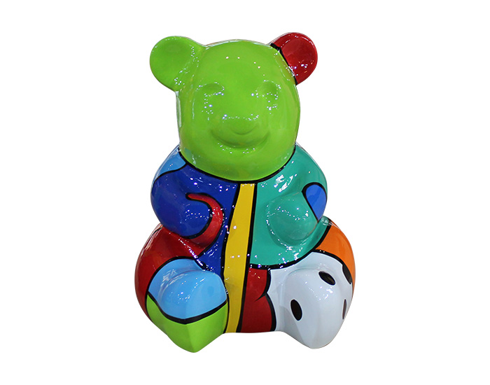 FIGURA DECORATIVA OSO MULTICOLOR CABEZA VERDE (16×16×20cm)