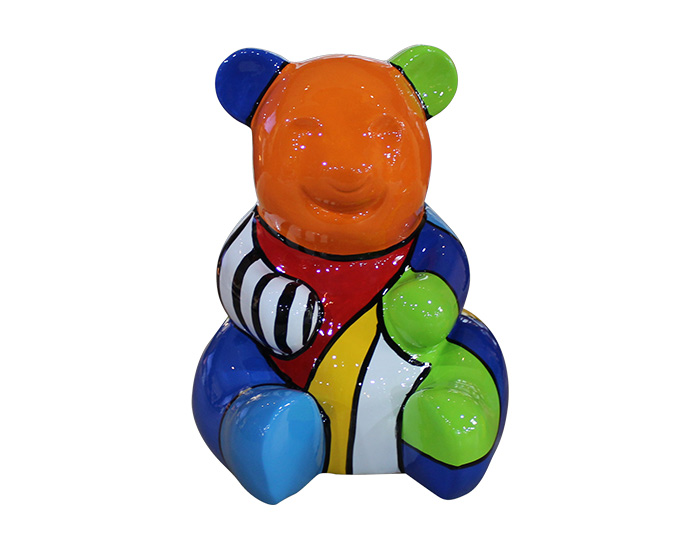 FIGURA DECORATIVA OSO MULTICOLOR CABEZA NARAJA (16×16×20cm)