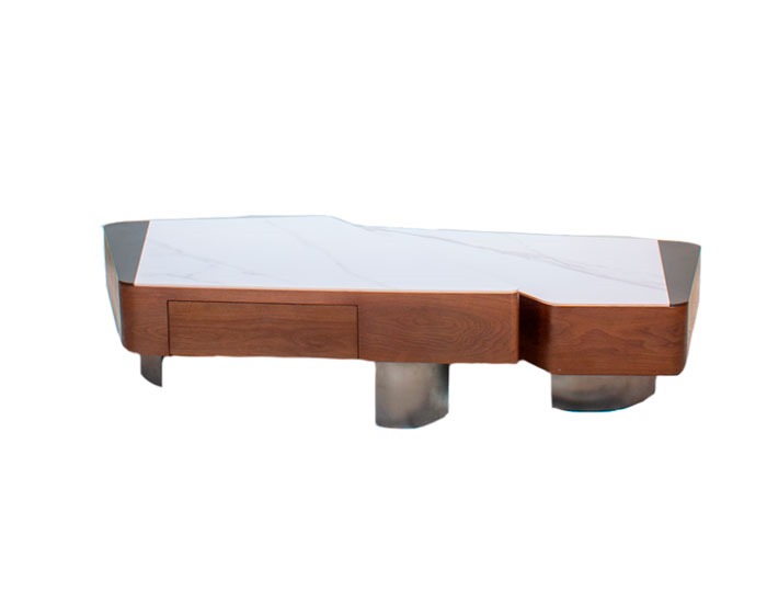 MESA DE CENTRO JULIETA – DISEÑO EXCLUSIVO EN MÁRMOL CARRARA Y NOGAL (2 PZAS)