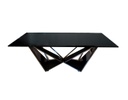 MESA DE CENTRO MODERNA SPARTA – BASE DE ACERO INOXIDABLE Y CUBIERTA DE CRISTAL NEGRO (70×130×45 CM)