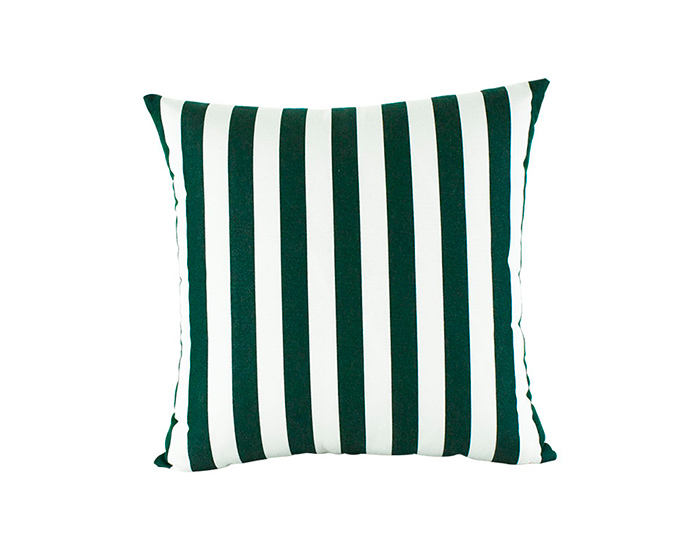 COJÍN DE EXTERIOR MASÓN COLOR BLANCO Y LÍNEAS VERDES (45×45CM)