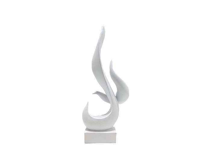 ESCULTURA DECORATIVA FLAMA BLANCA (40×17×8cm)