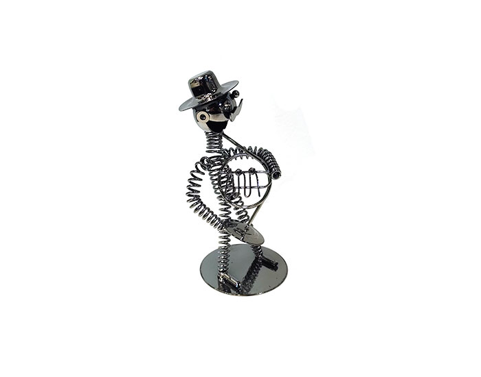 ESCULTURA DECORATIVA TROMPETISTA ARTE EN ACERO (18×9×8cm)