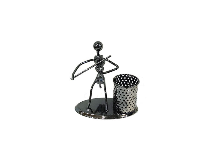 ESCULTURA PORTALÁPICES VIOLINISTA ARTE EN ACERO (13×12×6.4cm) MOD. MCH.ESC.0209