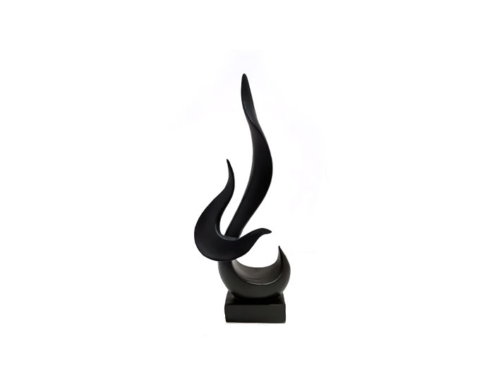 ESCULTURA DECORATIVA FLAMA NEGRA (40×17×8cm)