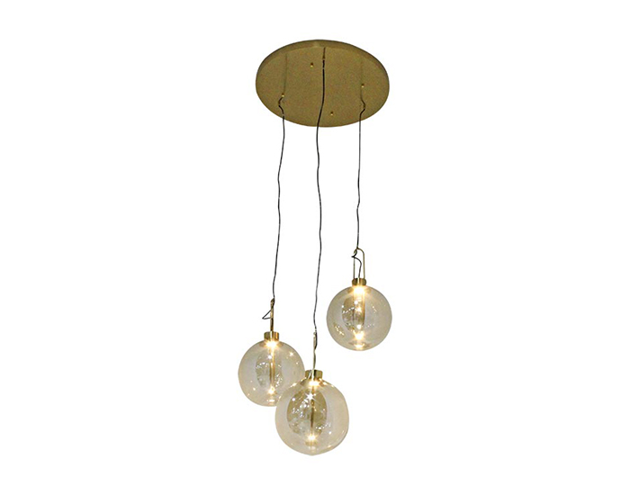 LÁMPARA CANDIL BRONCE VIDRIO CLARO 3 LUCES (180×65cm)