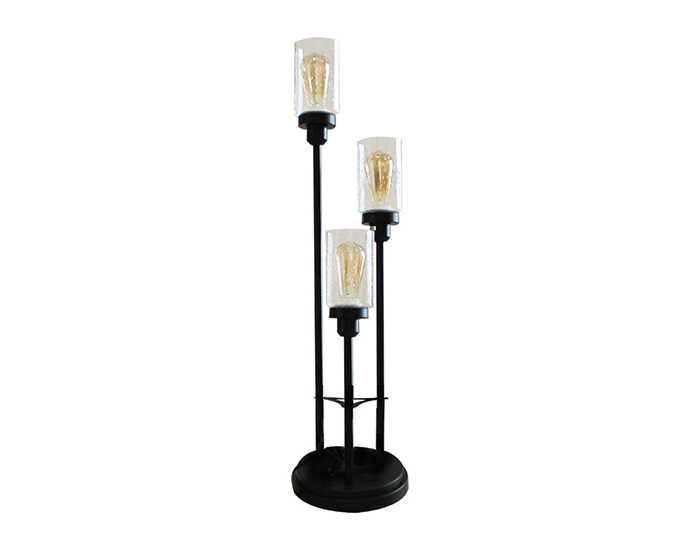 LÁMPARA DE MESA CANDIL BASE METÁLICA NEGRO MATE (57.6×15cm)