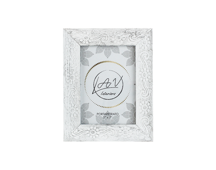 PORTARRETRATO DALILA MEDIANO FLOR BLANCO DESLAVADO (23×18cm)