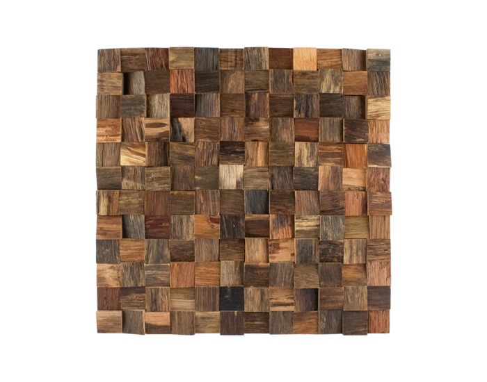 PANEL DECORATIVO MADERA DE PINO EN FORMA DE MOSAICO CON RELIEVE NATURAL (30×30cm)