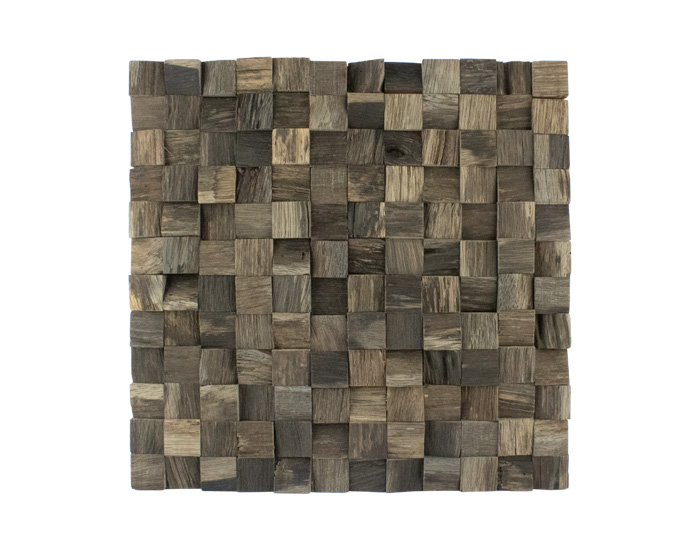 PANEL DECORATIVO MADERA DE PINO EN FORMA DE MOSAICO CON RELIEVE CHOCOLATE (30×30cm)