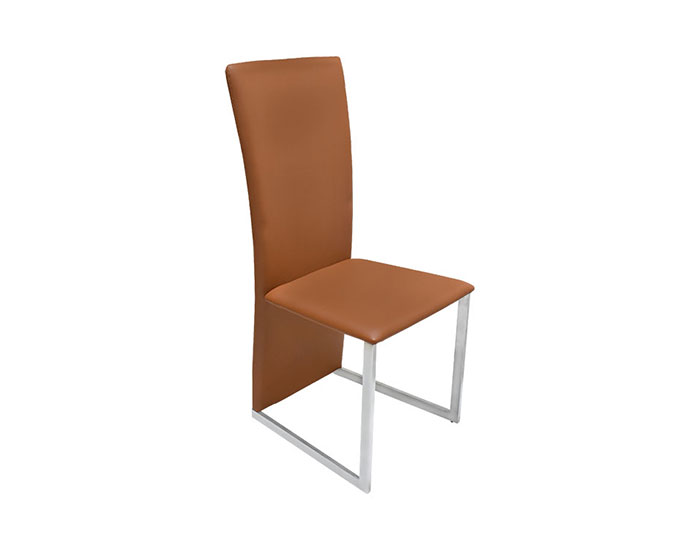 SILLA MORGAN COLOR CAFÉ PIEL DE BÚFALO CON BASE METAL CEPILLADO (105×46×57cm)