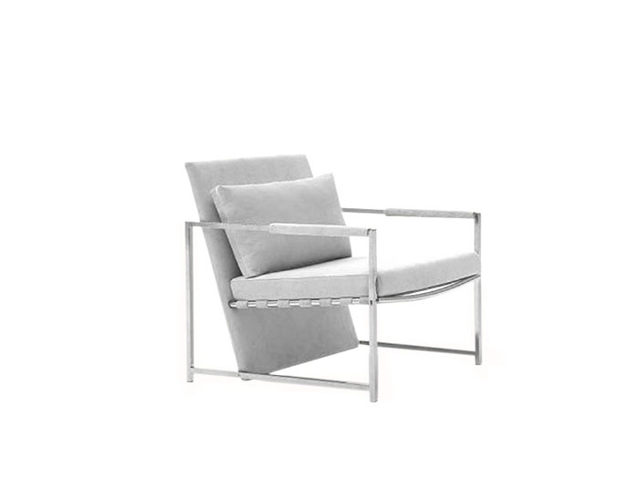 SILLÓN OCASIONAL LENIN COLOR BLANCO CON PATAS DE ACERO INOXIDABLE (70×81.5×78cm)